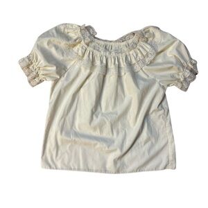 VINTAGE Womens MEDIUM Beige Lace Square Dance top